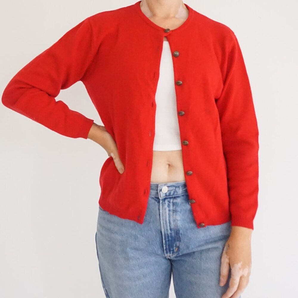 Vintage Pendleton Red Wool Cardigan Preppy Old Money Quiet Luxury Small